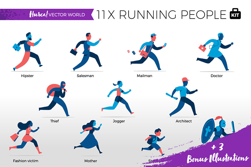 Running People Vector World