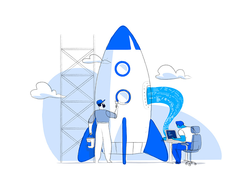 Digital Startup Launch vector illustrator