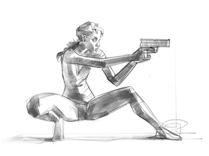 Action Girl Sketch by Hurca!